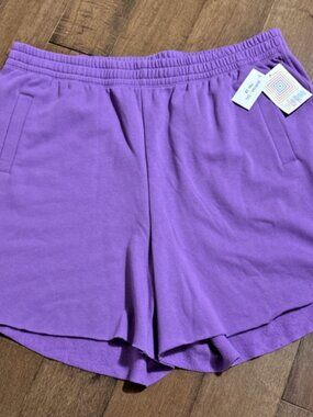 LuLaRoe Serena Lounge Shorts Womens 3XL 3X Purple Relaxed Fit Elastic Waist New